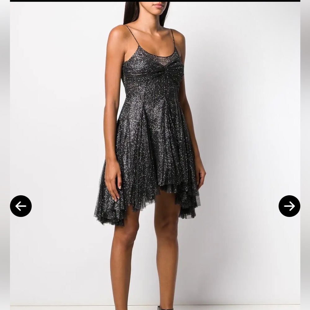 NWT Philosophy di Lorenzo Serafini Black Glitter High Low Dress
